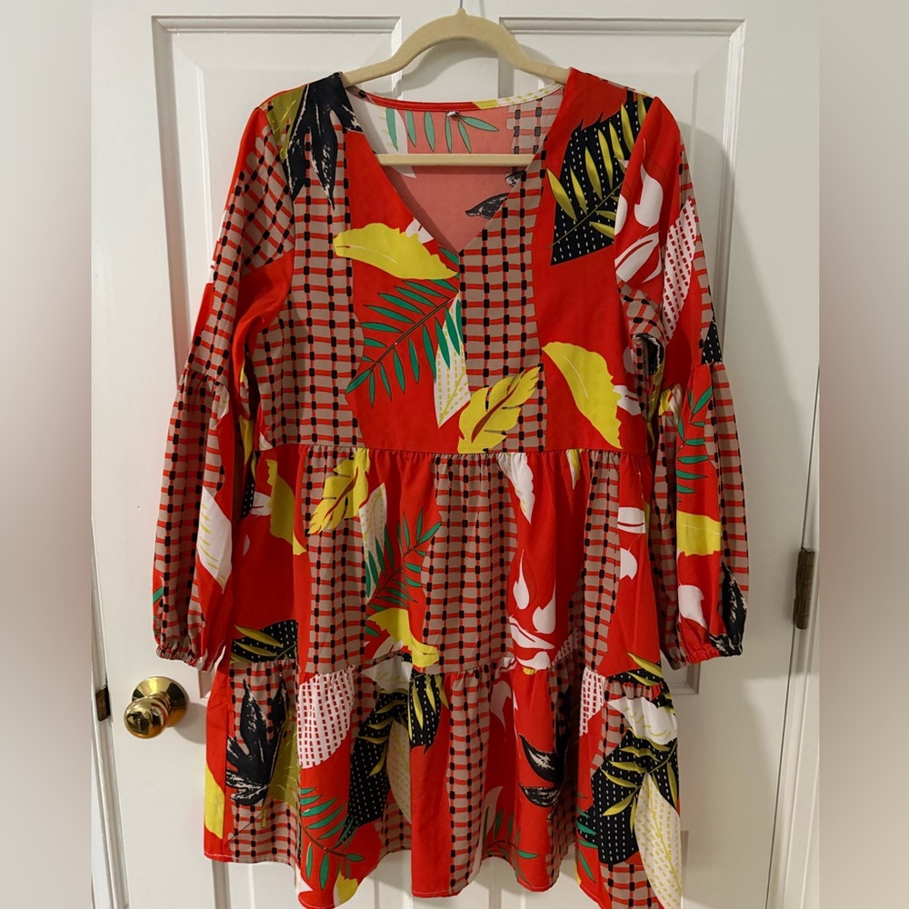 Colorful Fall Patterned Dress - Picture 1 of 5